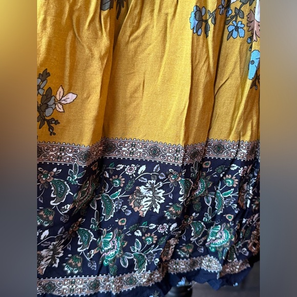 Loveriche Yellow and blue floral bell sleeve boho hippie dress EUC small - Picture 4 of 5